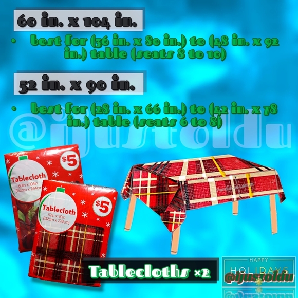 Holiday Decor, Deluxe 7-Piece Dining Ensemble | Placemats, Tablecloths & Runner - Picture 12 of 13